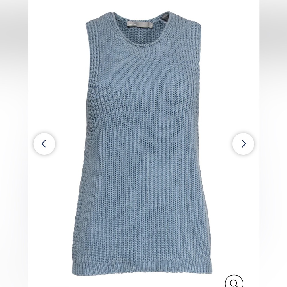 Vince Italian Cotton Periwinkle Blue Knitted Sweater Tank, Size XS
